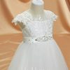 Flower Girl Dresses | A-line Scoop Floor-Length Tulle/Lace Flower Girl Dress Ivory – Girls