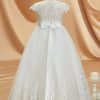 Flower Girl Dresses | A-line Scoop Floor-Length Tulle/Lace Flower Girl Dress Ivory – Girls