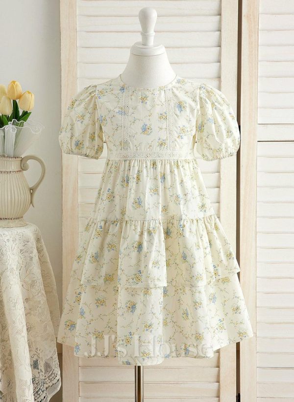 Flower Girl Dresses | A-line Scoop Knee-Length 100% Cotton Flower Girl Dress As Picture – Girls