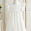 Flower Girl Dresses | A-line Scoop Knee-Length 100% Cotton Flower Girl Dress Ivory – Girls