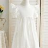 Flower Girl Dresses | A-line Scoop Knee-Length 100% Cotton Flower Girl Dress Ivory – Girls