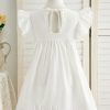 Flower Girl Dresses | A-line Scoop Knee-Length 100% Cotton Flower Girl Dress Ivory – Girls