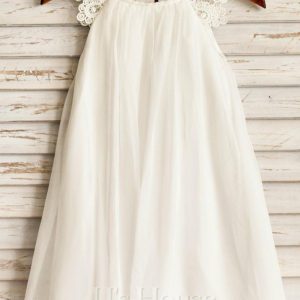 Flower Girl Dresses | A-line Scoop Knee-Length Chiffon Flower Girl Dress As Picture – Girls