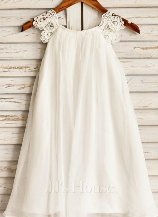 Flower Girl Dresses | A-line Scoop Knee-Length Chiffon Flower Girl Dress As Picture – Girls