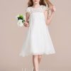 Flower Girl Dresses | A-line Scoop Knee-Length Chiffon/Lace Flower Girl Dress As Picture – Girls