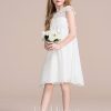 Flower Girl Dresses | A-line Scoop Knee-Length Chiffon/Lace Flower Girl Dress As Picture – Girls