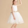 Flower Girl Dresses | A-line Scoop Knee-Length Lace/Satin Flower Girl Dress Ivory – Girls