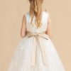 Flower Girl Dresses | A-line Scoop Knee-Length Lace/Satin Flower Girl Dress Ivory – Girls