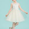 Flower Girl Dresses | A-line Scoop Knee-Length Lace/Tulle Flower Girl Dress As Picture – Girls