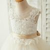 Flower Girl Dresses | A-line Scoop Knee-Length Lace/Tulle Flower Girl Dress As Picture – Girls