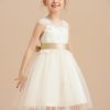 Flower Girl Dresses | A-line Scoop Knee-Length Lace/Tulle Flower Girl Dress As Picture – Girls