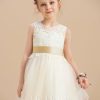 Flower Girl Dresses | A-line Scoop Knee-Length Lace/Tulle Flower Girl Dress As Picture – Girls