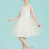 Flower Girl Dresses | A-line Scoop Knee-Length Lace/Tulle Flower Girl Dress As Picture – Girls