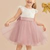 Flower Girl Dresses | A-line Scoop Knee-Length Lace/Tulle Flower Girl Dress Dusty Rose – Girls