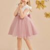 Flower Girl Dresses | A-line Scoop Knee-Length Lace/Tulle Flower Girl Dress Dusty Rose – Girls