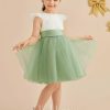 Flower Girl Dresses | A-line Scoop Knee-Length Lace/Tulle Flower Girl Dress Dusty Rose – Girls