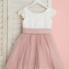 Flower Girl Dresses | A-line Scoop Knee-Length Lace/Tulle Flower Girl Dress Dusty Rose – Girls