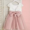 Flower Girl Dresses | A-line Scoop Knee-Length Lace/Tulle Flower Girl Dress Dusty Rose – Girls