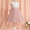 Flower Girl Dresses | A-line Scoop Knee-Length Lace/Tulle Flower Girl Dress Dusty Rose – Girls