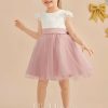 Flower Girl Dresses | A-line Scoop Knee-Length Lace/Tulle Flower Girl Dress Dusty Rose – Girls