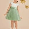 Flower Girl Dresses | A-line Scoop Knee-Length Lace/Tulle Flower Girl Dress Dusty Rose – Girls