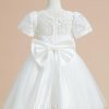 Flower Girl Dresses | A-line Scoop Knee-Length Lace/Tulle Flower Girl Dress Ivory – Girls