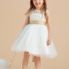 Flower Girl Dresses | A-line Scoop Knee-Length Lace/Tulle Flower Girl Dress Ivory – Girls