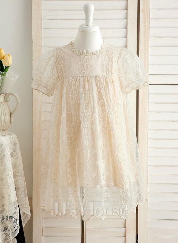 Flower Girl Dresses | A-line Scoop Knee-Length Lining 100% Cotton Flower Girl Dress As Picture – Girls