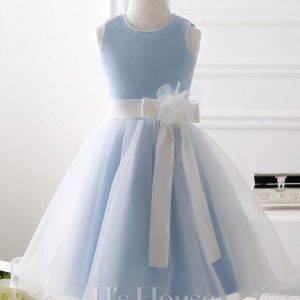 Flower Girl Dresses | A-line Scoop Knee-Length Organza Flower Girl Dress As Picture – Girls