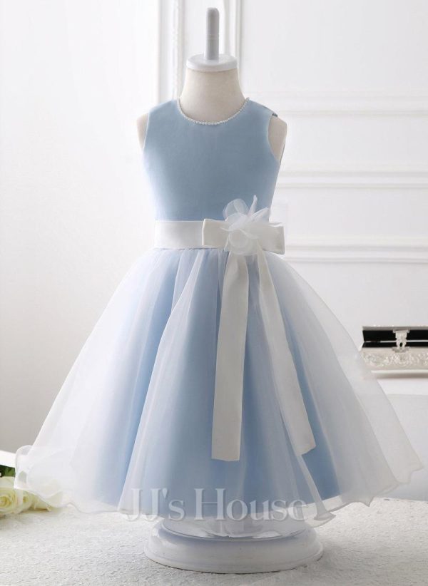 Flower Girl Dresses | A-line Scoop Knee-Length Organza Flower Girl Dress As Picture – Girls