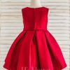 Flower Girl Dresses | A-line Scoop Knee-Length Satin Flower Girl Dress Burgundy – Girls