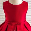 Flower Girl Dresses | A-line Scoop Knee-Length Satin Flower Girl Dress Burgundy – Girls