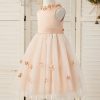 Flower Girl Dresses | A-line Scoop Knee-Length Satin/Tulle Flower Girl Dress As Picture – Girls