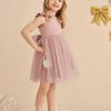 Flower Girl Dresses | A-line Scoop Knee-Length Satin/Tulle Flower Girl Dress Dusty Rose – Girls