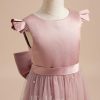 Flower Girl Dresses | A-line Scoop Knee-Length Satin/Tulle Flower Girl Dress Dusty Rose – Girls