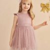 Flower Girl Dresses | A-line Scoop Knee-Length Satin/Tulle Flower Girl Dress Dusty Rose – Girls