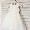 Flower Girl Dresses | A-line Scoop Knee-Length Satin/Tulle Flower Girl Dress Ivory – Girls