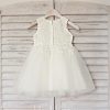 Flower Girl Dresses | A-line Scoop Knee-Length Satin/Tulle Flower Girl Dress Ivory – Girls