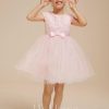 Flower Girl Dresses | A-line Scoop Knee-Length Tulle Flower Girl Dress Blushing Pink – Girls