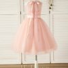 Flower Girl Dresses | A-line Scoop Knee-Length Tulle Flower Girl Dress Pearl Pink – Girls