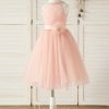 Flower Girl Dresses | A-line Scoop Knee-Length Tulle Flower Girl Dress Pearl Pink – Girls