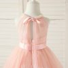 Flower Girl Dresses | A-line Scoop Knee-Length Tulle Flower Girl Dress Pearl Pink – Girls