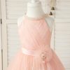 Flower Girl Dresses | A-line Scoop Knee-Length Tulle Flower Girl Dress Pearl Pink – Girls