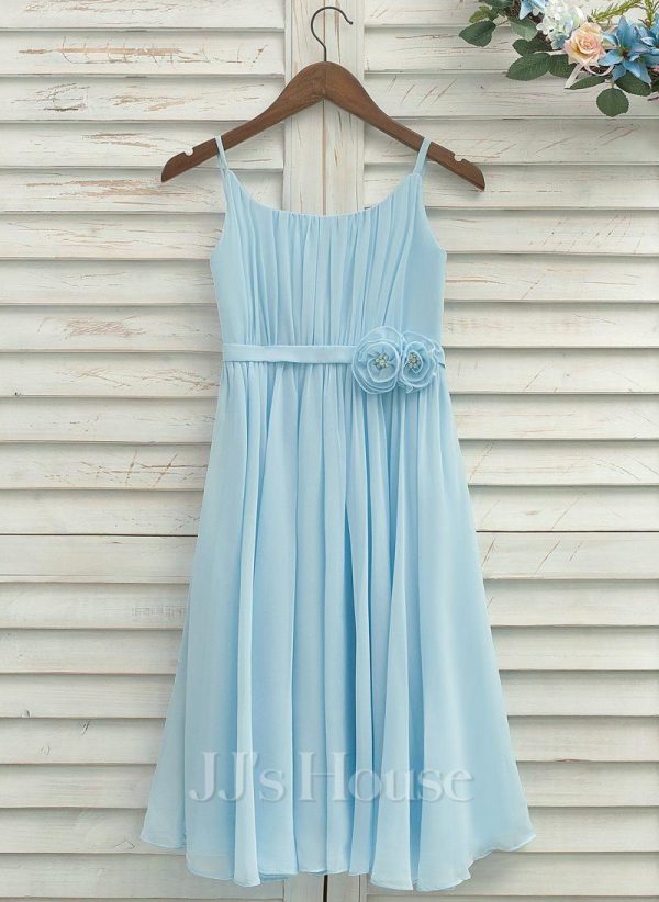 Flower Girl Dresses | A-line Scoop Tea-Length Chiffon Flower Girl Dress Sky Blue – Girls