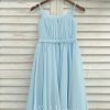 Flower Girl Dresses | A-line Scoop Tea-Length Chiffon Flower Girl Dress Sky Blue – Girls