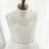 Flower Girl Dresses | A-line Scoop Tea-Length Lace/Organza Flower Girl Dress Ivory – Girls