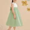 Flower Girl Dresses | A-line Scoop Tea-Length Lace/Satin/Tulle Flower Girl Dress Dusty Blue – Girls