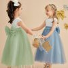 Flower Girl Dresses | A-line Scoop Tea-Length Lace/Satin/Tulle Flower Girl Dress Dusty Blue – Girls