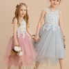 Flower Girl Dresses | A-line Scoop Tea-Length Lace/Tulle Flower Girl Dress As Picture – Girls