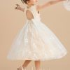 Flower Girl Dresses | A-line Scoop Tea-Length Lace/Tulle Flower Girl Dress As Picture – Girls